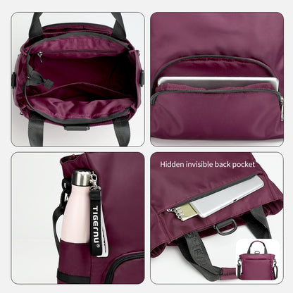 organized compartments inside laptop tote backpack