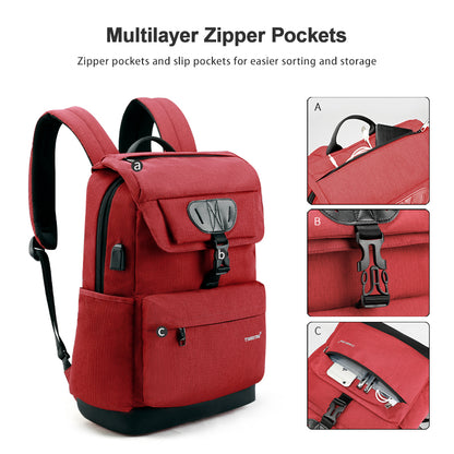 Tigernu Fashion Women Red USB Recharging School Bag Backpack for Teenagers Girls Anti theft Female Male Mochila 15.6 Laptop Bags