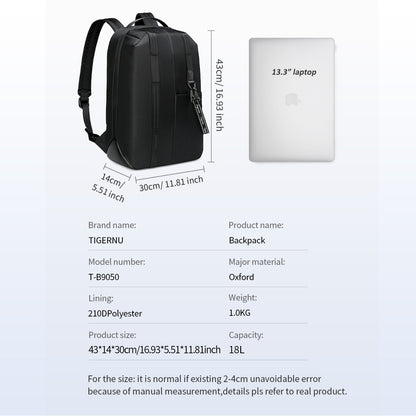 Men's fashion Tigernu backpack, casual laptop backpack 13.3 inch, wrinkle resistant