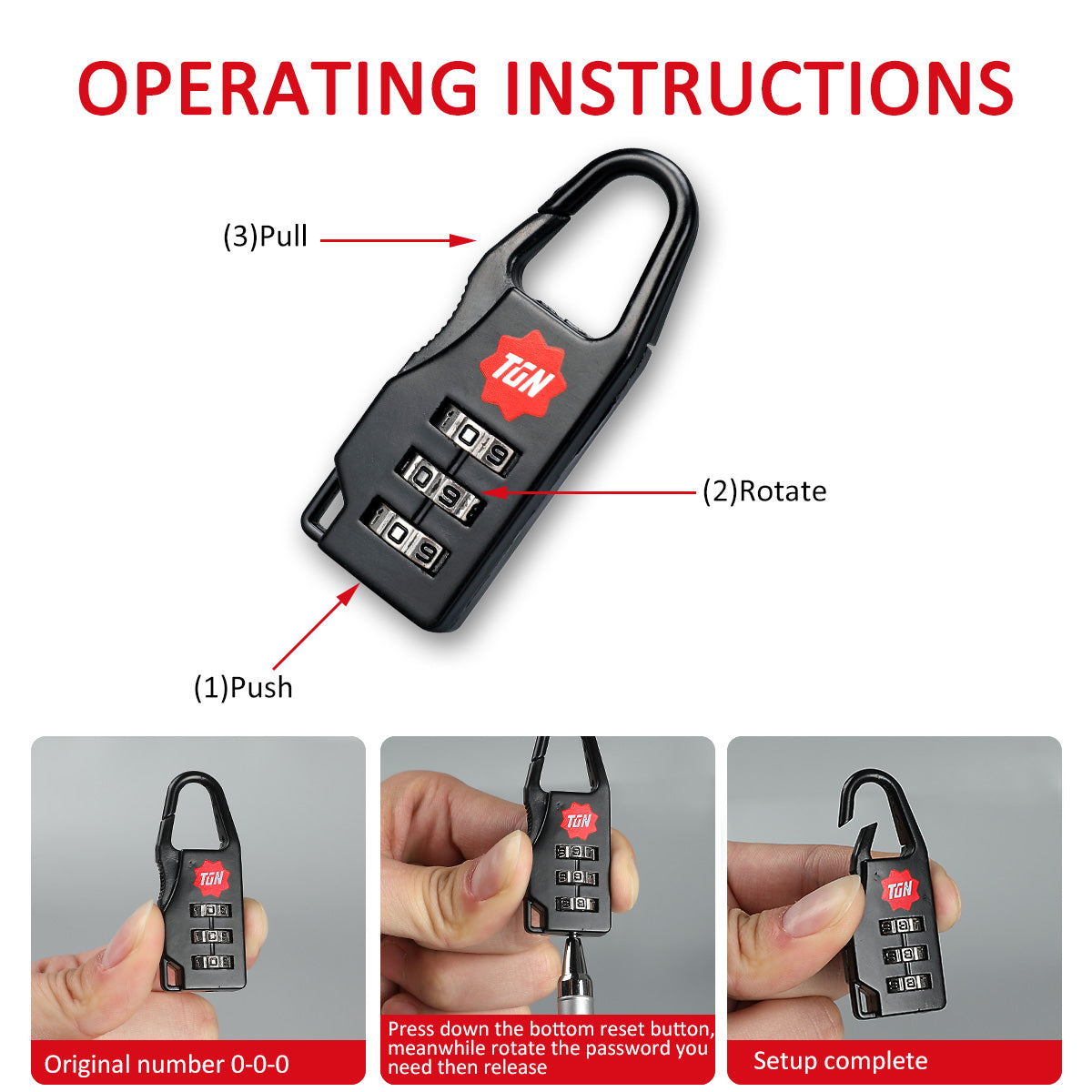 Backpack Fastner Lock Tigernu Anti Theft Dial Combination Lock System for Backpacks – TIGERNU