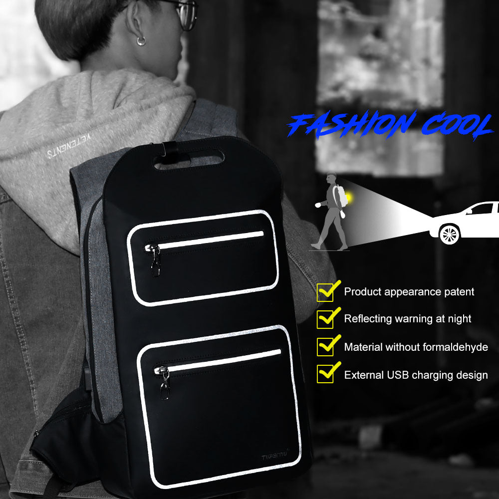 Tigernu men's backpack for laptop 15.6 inches, with USB charging and anti-theft