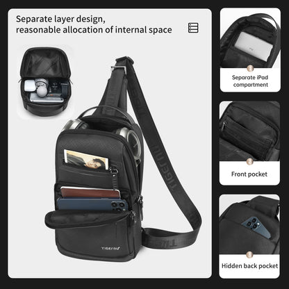 Fashion men's Tigernu mini travel bag, high-quality waterproof shoulder bag, small cross body, messenger, connection series