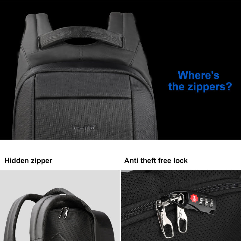 2017 tigernu anti-theft usb charging men 15.6inch laptop backpack Tigernu Hidden Anti theft Zipper 15.6 inch Men School Laptop Backpacks Water Repellent Travel 20L Multi USB Charger Male Mochila