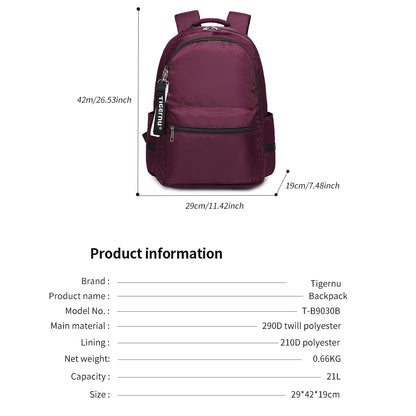 Tigernu women's leisure anti-theft backpack college student backpack youth school backpack women's school backpack mochila travel backpack