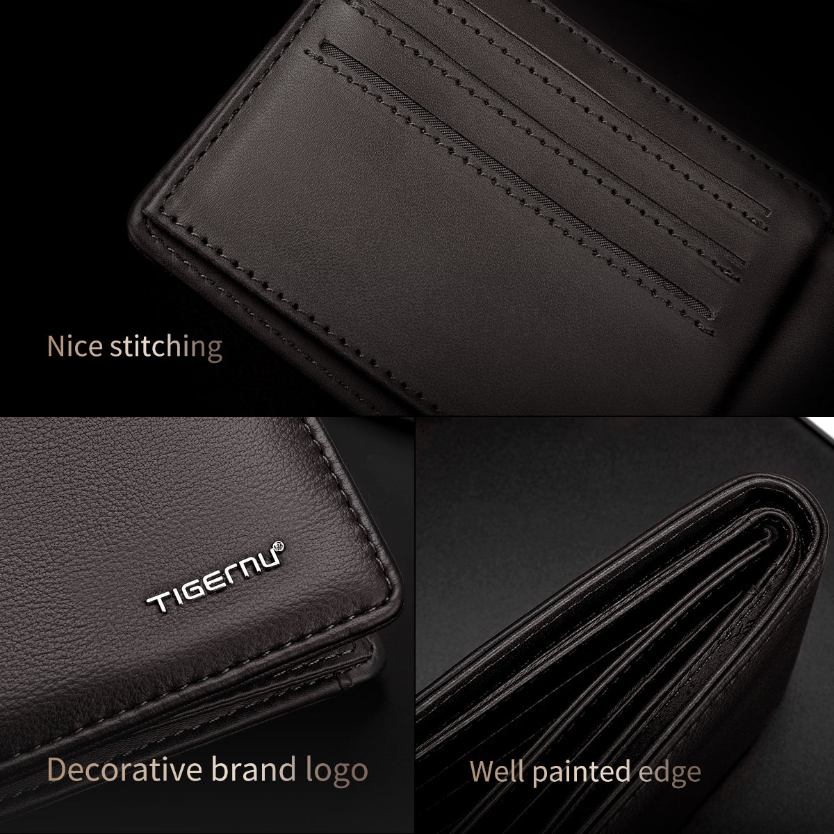 Tigernu men's artificial leather wallet, fashionable men's short wallet, credit card cardholder, men's small purse with gift box