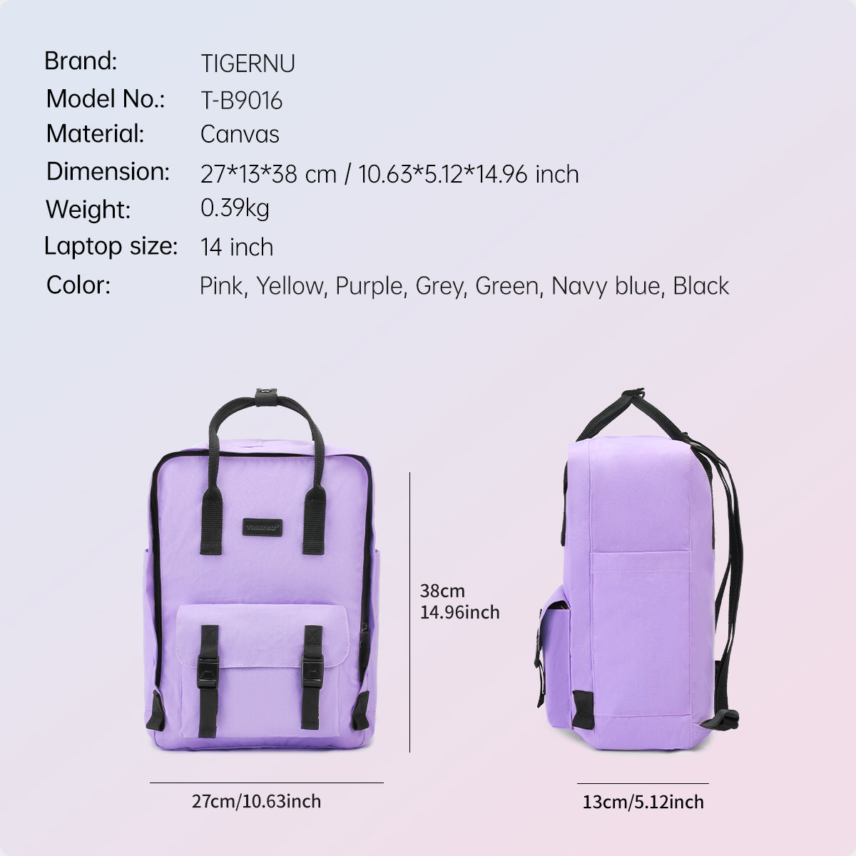 Tigernu Fashion Color Lightweight Women's Bag 14 inch Women's Bag Schoolbag Casual Women's Little Girl's Backpack New
