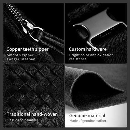 Detailed display of black leather shoulder bag model TGN1004