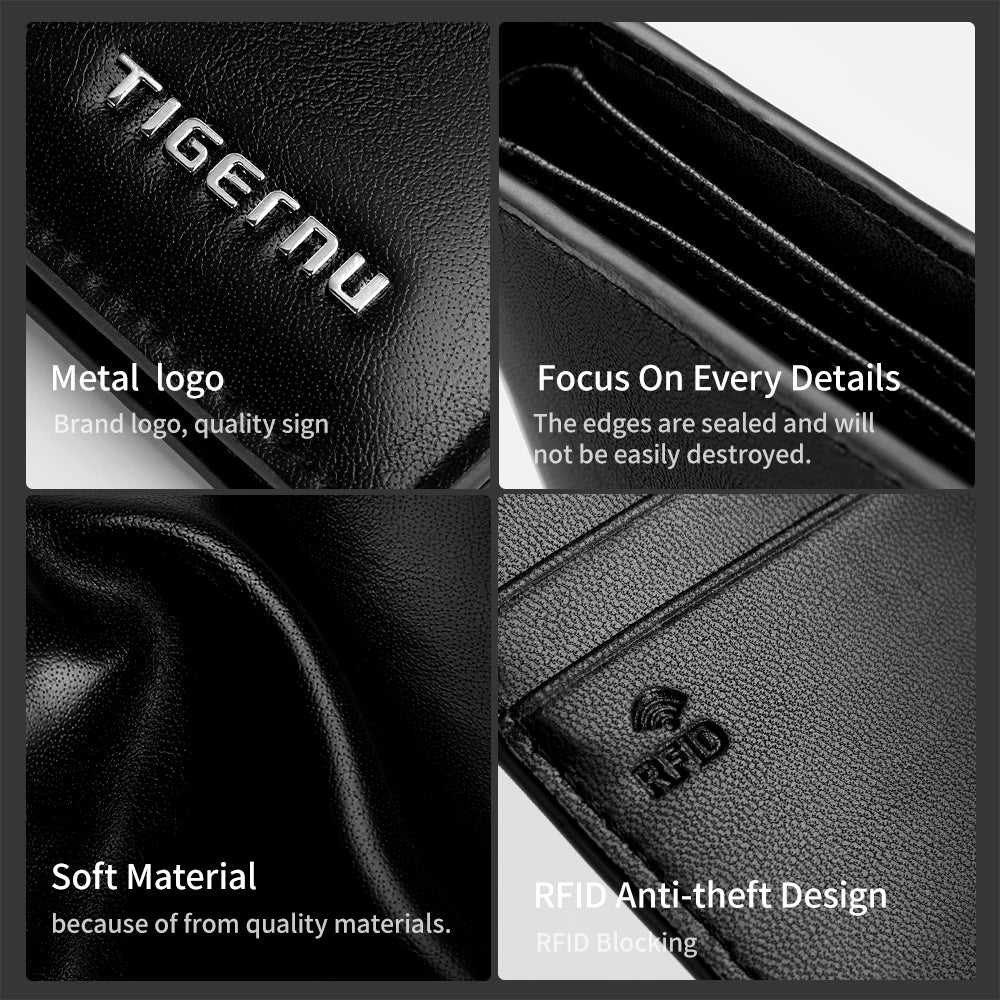 Detailed display of the black wallet model T-S8006