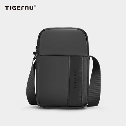 Front view of a black crossbody bag with model T-S8135