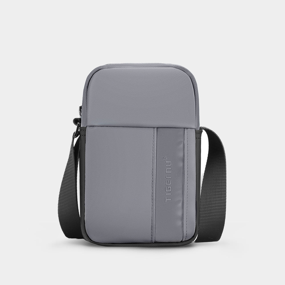 Front view of a grey crossbody bag with model T-S8135 no logo