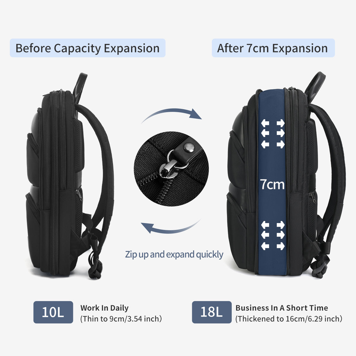 expandable business laptop backpack