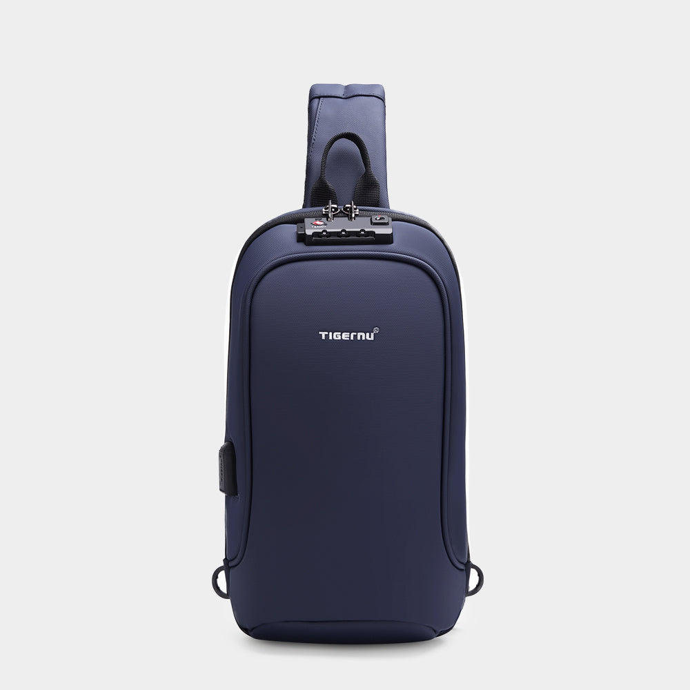 The Front view of the T-S8102 blue shoulder bag no logo