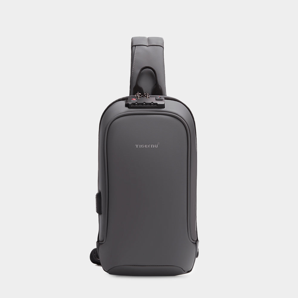 The Front view of the T-S8102 grey shoulder bag no logo