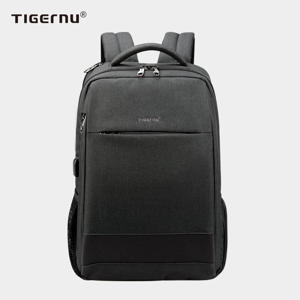 Tigernu Men's Fashion Travel Backpacks Male Anti theft USB Charging 15.6 Laptop Bag Waterproof Silm School Bag for Female Male gray