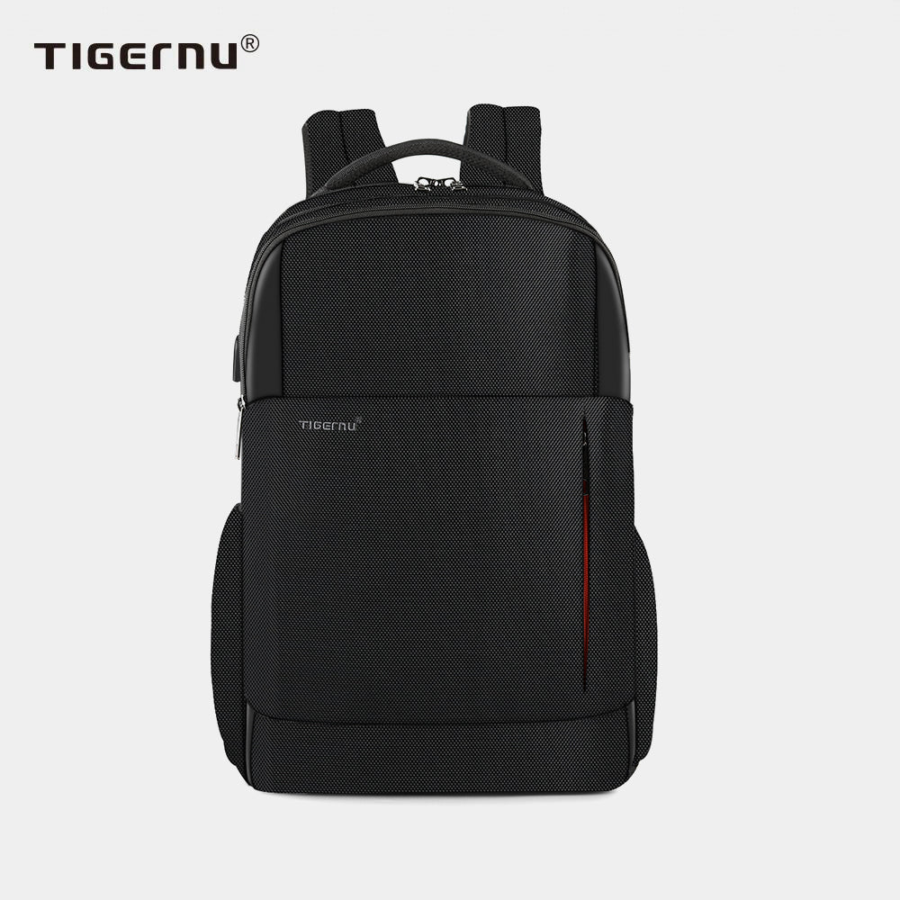 The front view of the black backpack model T-B3906