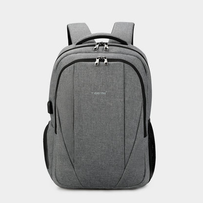 The front view of the grey backpack model T-B3399