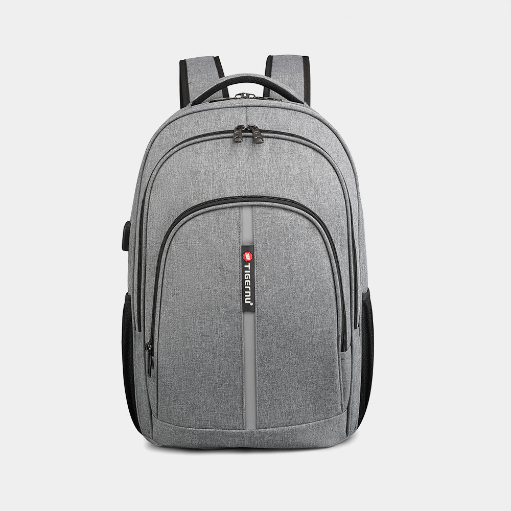 The front view of the grey backpack model T-B3893 no logo