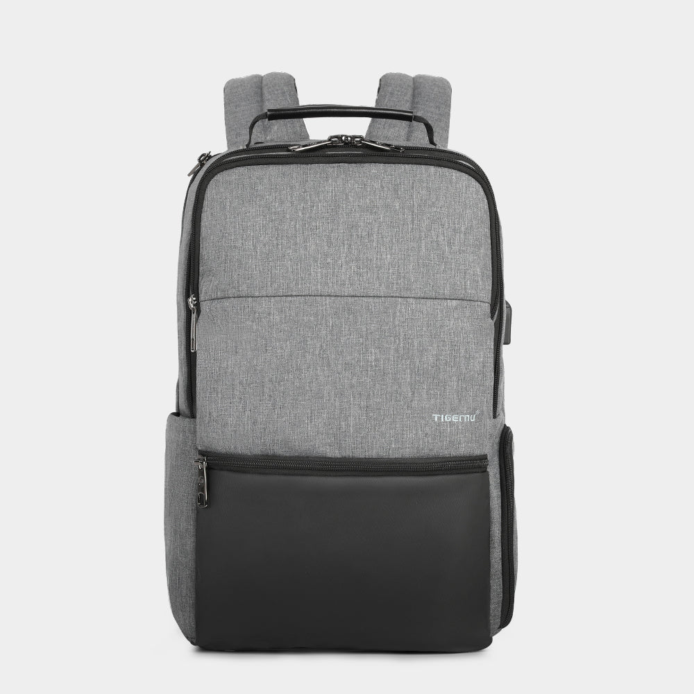 The front view of the grey backpack model T-B3905
