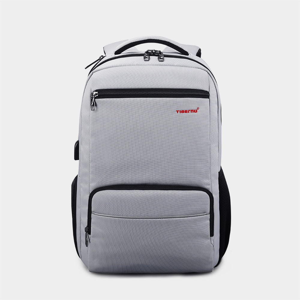 The front view of the white backpack model T-B3399 no logo