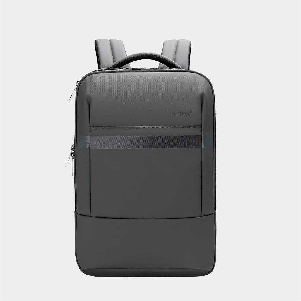 The model is T-B3982 grey backpack front view