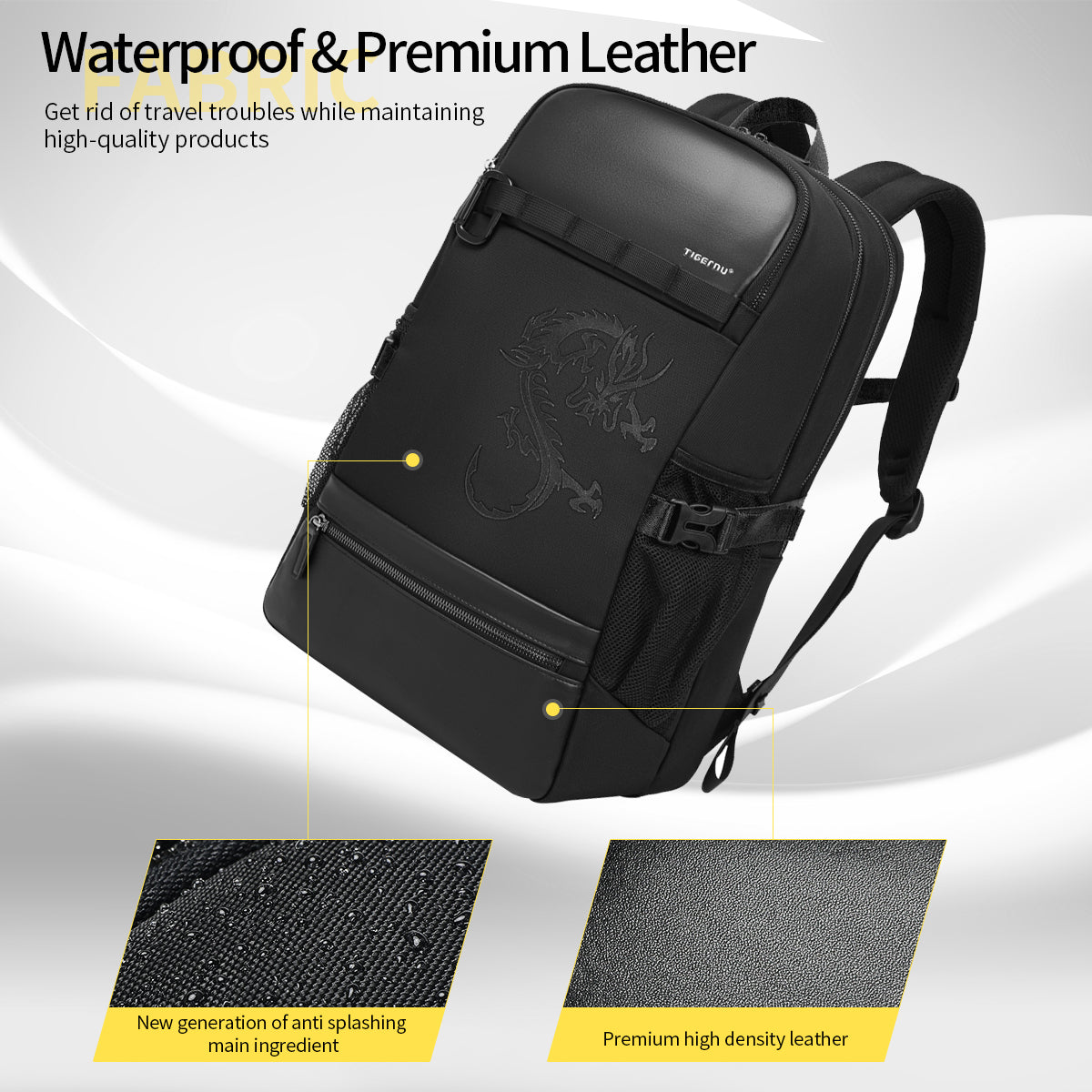 Lifetime warranty, Chinese men's backpack, 15.6 inch laptop backpack, fashionable waterproof anti-theft dragon series travel bag